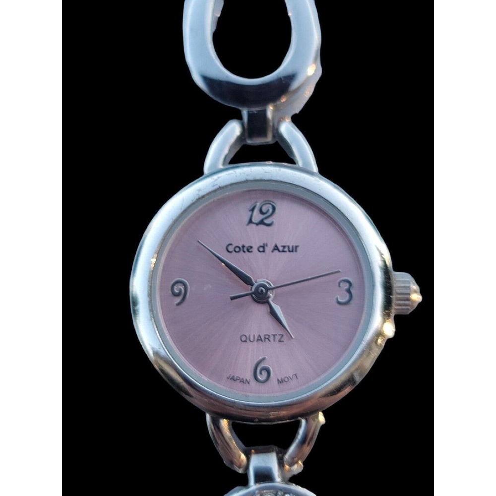 Rare Ladies Pink Cote D Azur Bracelet Watch 21mm Quartz 8" Length Runs Well